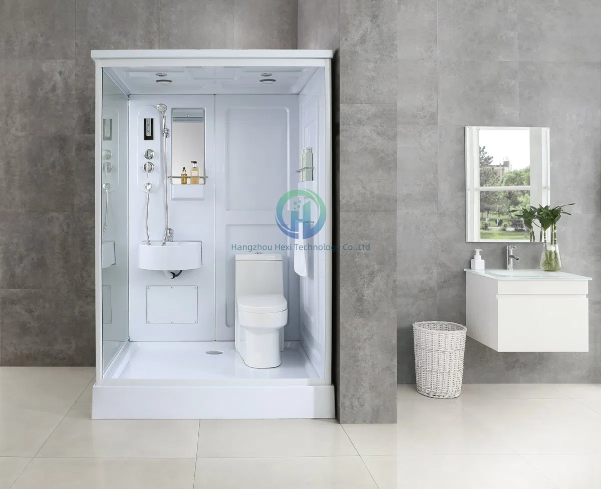 White Prefab Bathroom Toilet with Luxury Sanitary Ware All in One Bathroom