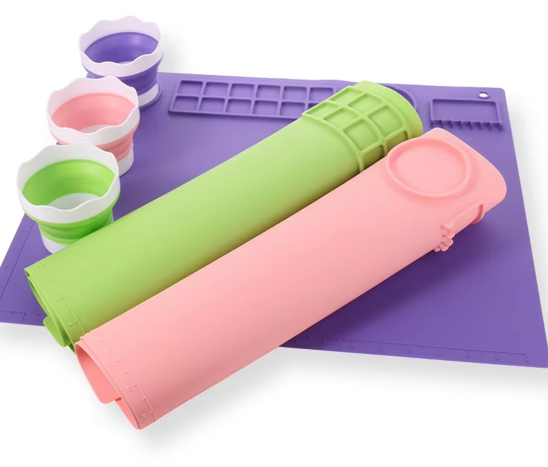 Silicone Double Bowl Graffiti Drawing Board - Washable Art Mat