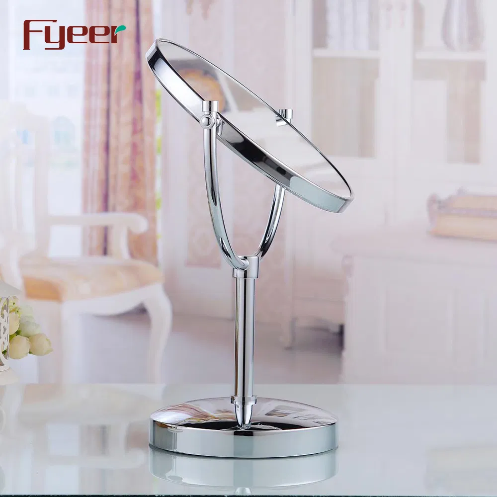 Fyeer Attractive Round Table Mirror Magnifying Brass Makeup Mirror