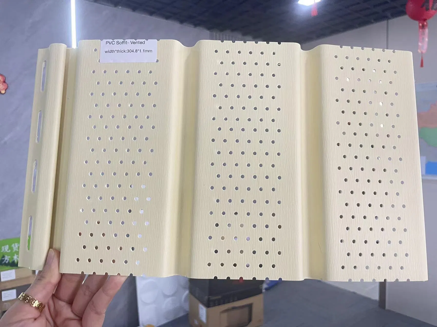 PVC Wooden Soffit Ceiling Solid and Fascia Eave Panel Stretch Ceiling Used Outer Wall Panel