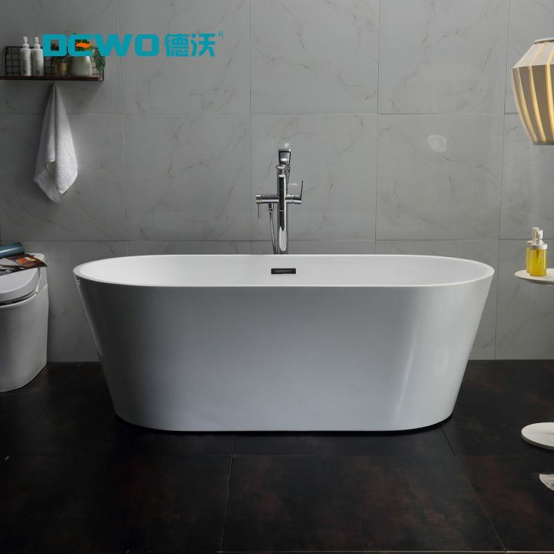 Stylish Sanitaryware Yuanbao-Shape White Acrylic Freestanding Hot Tub Soaking Adult SPA Bathtub