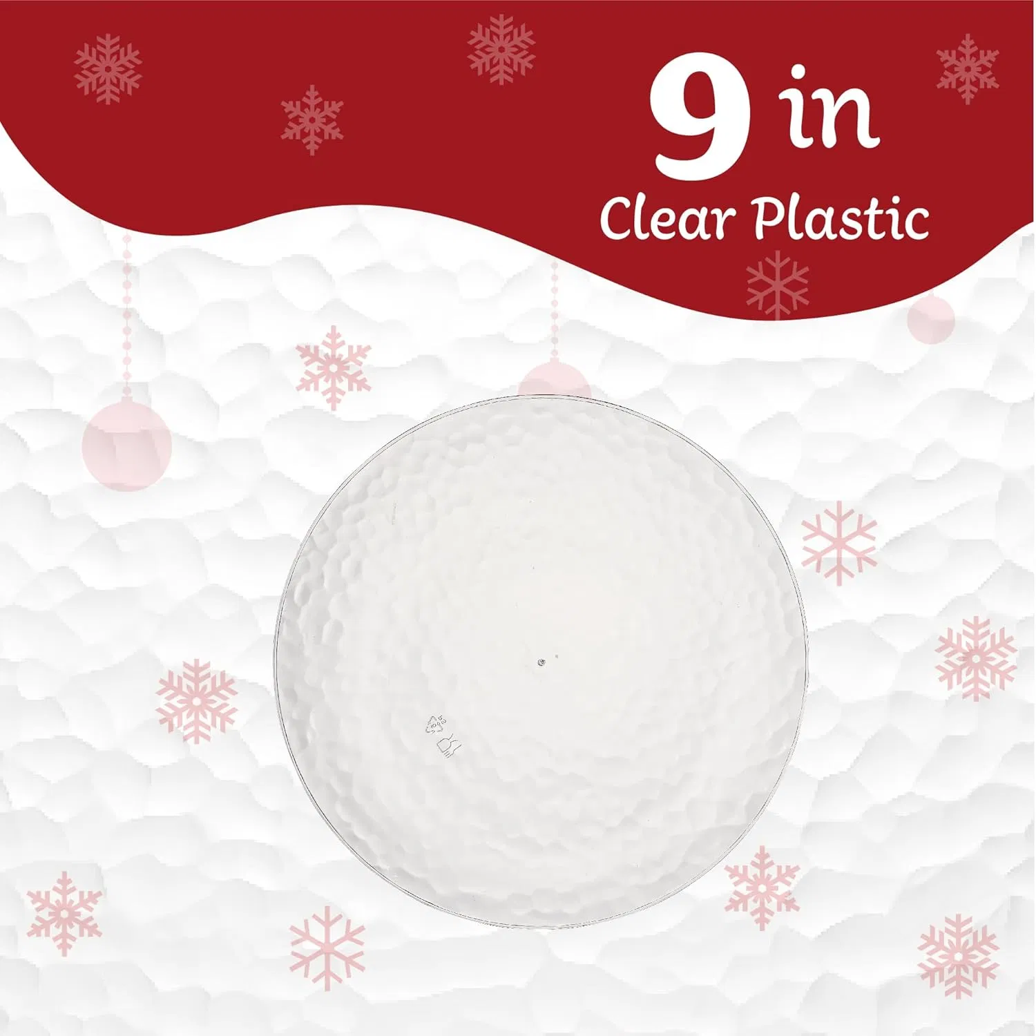 Heavy Weight Disposable Plastic Plates Elegant Clear Hammered Platsic Party Dishes 9'' Inch Plates