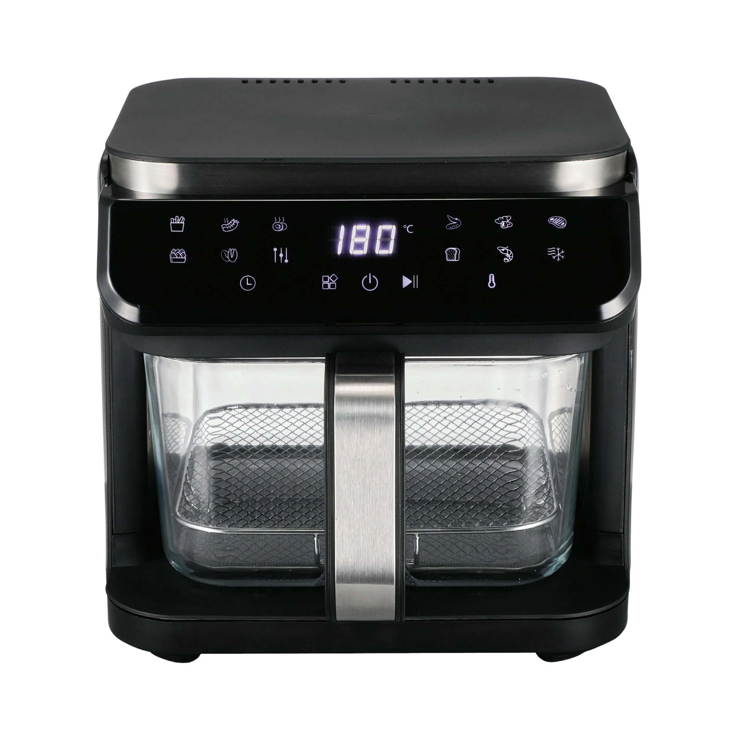 Longbank Wholesale LED Display 5.5L Big Capacity Air Fryer Electric Fryer 1200-1400W Household Delicate Visual Glass Air Fryer