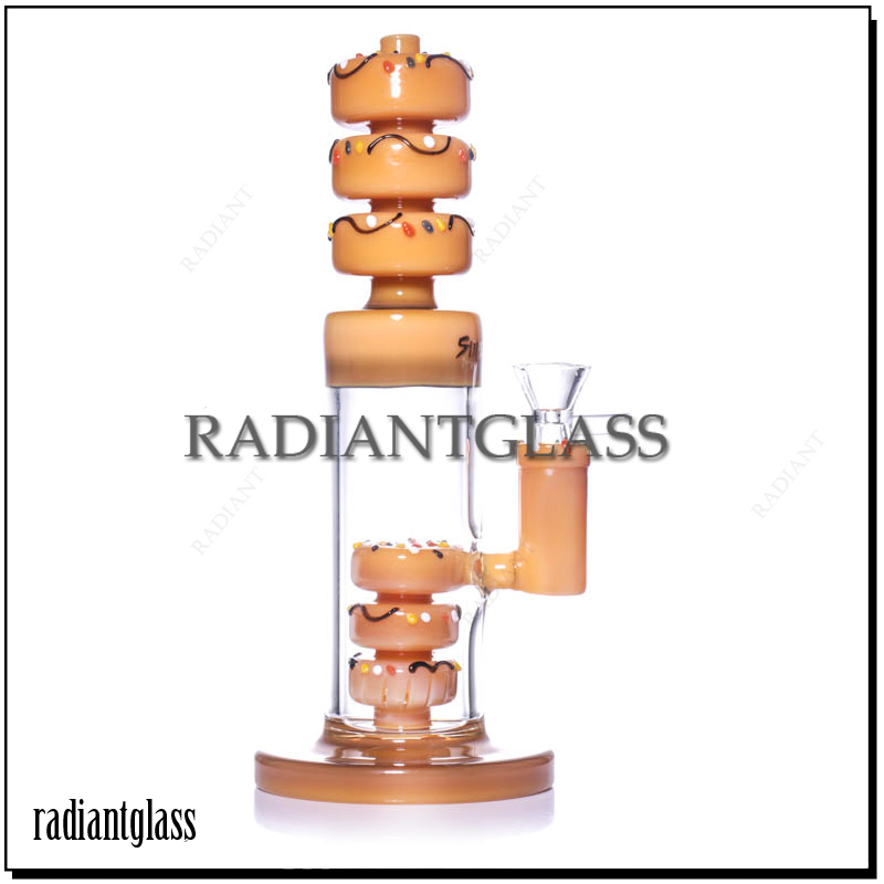 Donut Styling Wholesale Crack Pipe Four Color Oil Filled Glass Water Pipes Hookahs