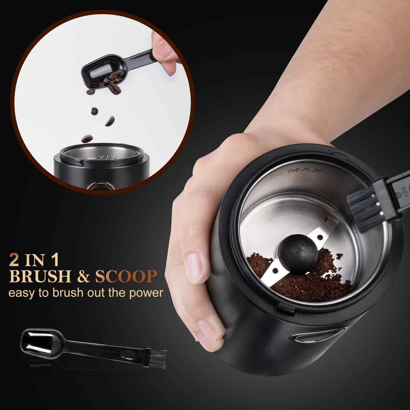 Durable Electric Stainless Blade Mill 12 Cup Large Capacity Spice Coffee Grinder