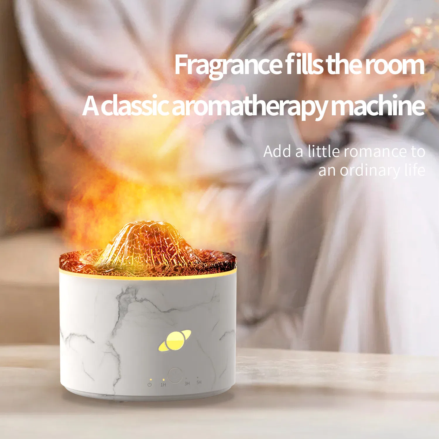 Flame Humidifier and Oils Diffuser with Realistic LED Essential Oil Diffusers