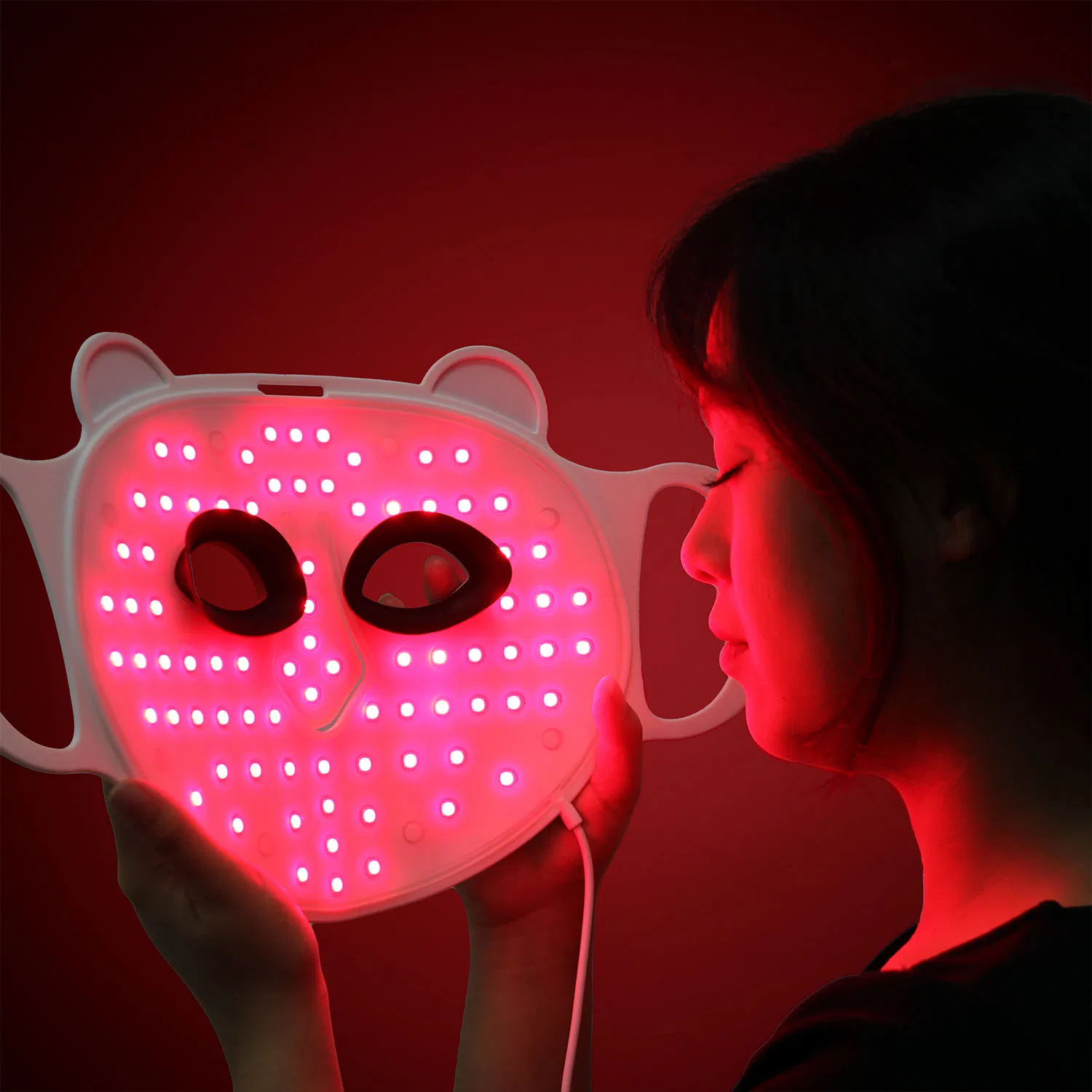 OEM High-Quality Silicone LED Therapy Mask with 4 Lights, Skincare Mask.