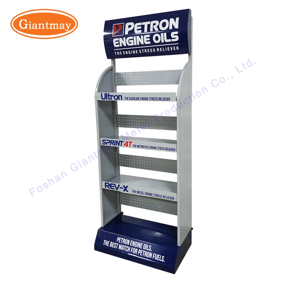 4 Tiers Metal Lubricant Engine Oil Display Rack Shelf Stand