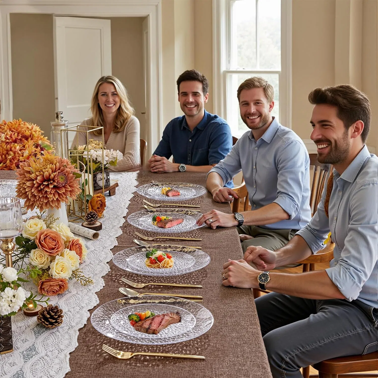Elegant Clear Plastic Hammered Party Plates for Salads
