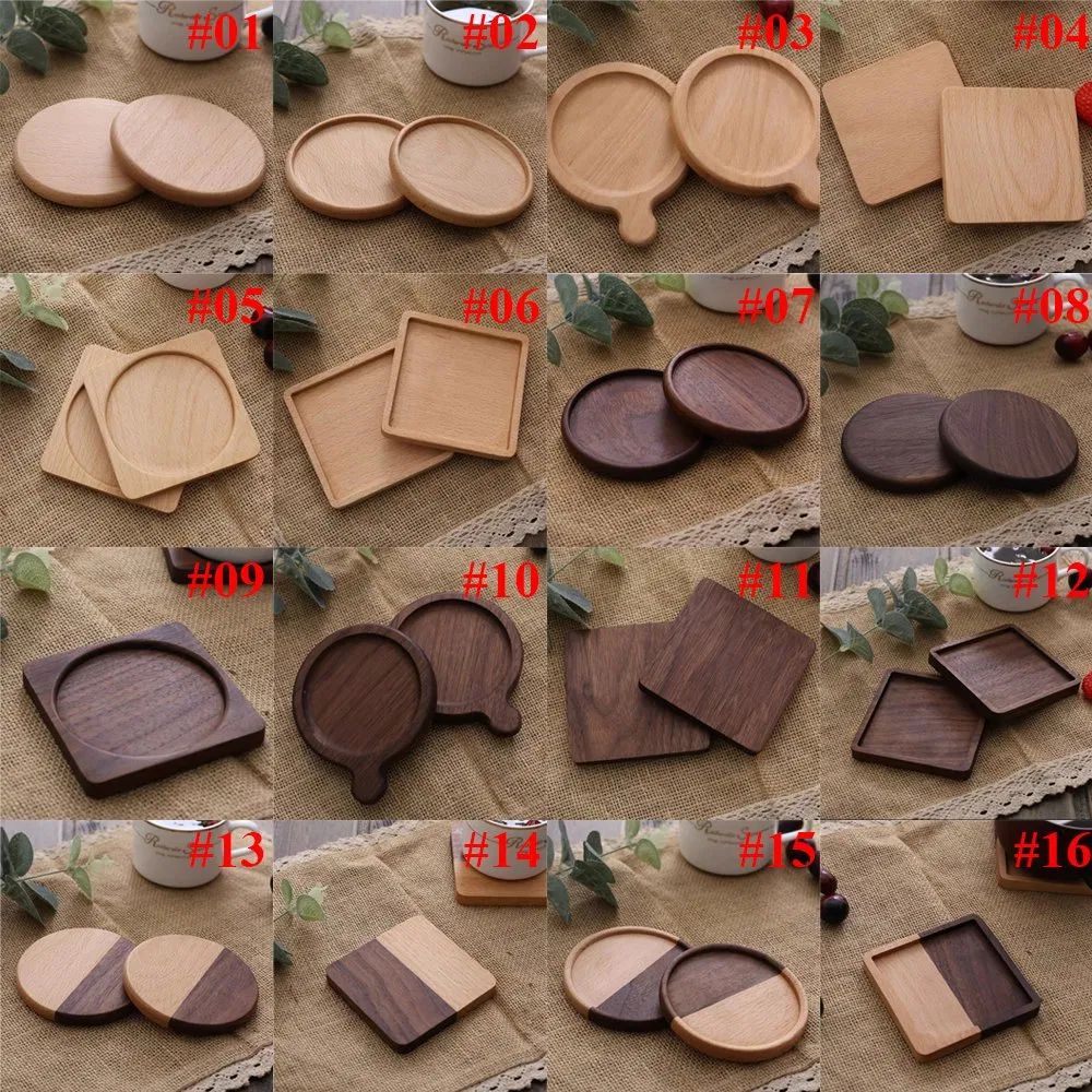 Factory Cup Mat Bulk Natural Wooden Coasters with Laser Engraving Logo Wood Coasters Walnut Bamboo Custom Logo Round Blank Gift