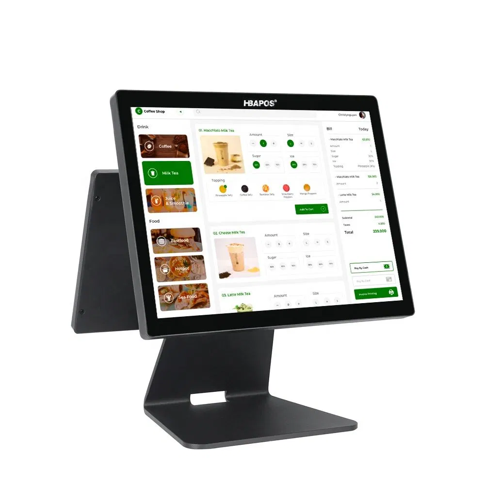 2025 New Dual Screen POS Machine for Sale with Stand Cash Register All in One POS System