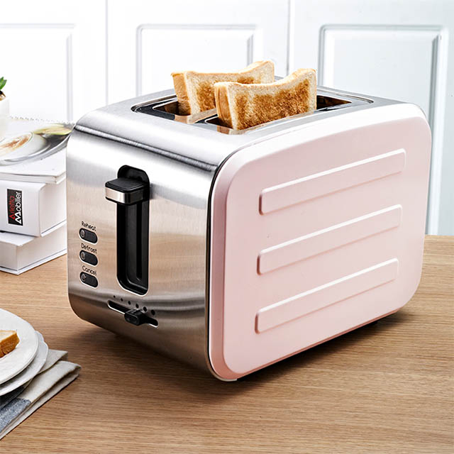 New Nordic Style 2 Slices Stainless Steel Wide Slot Toaster Home Smart Breakfast Machine