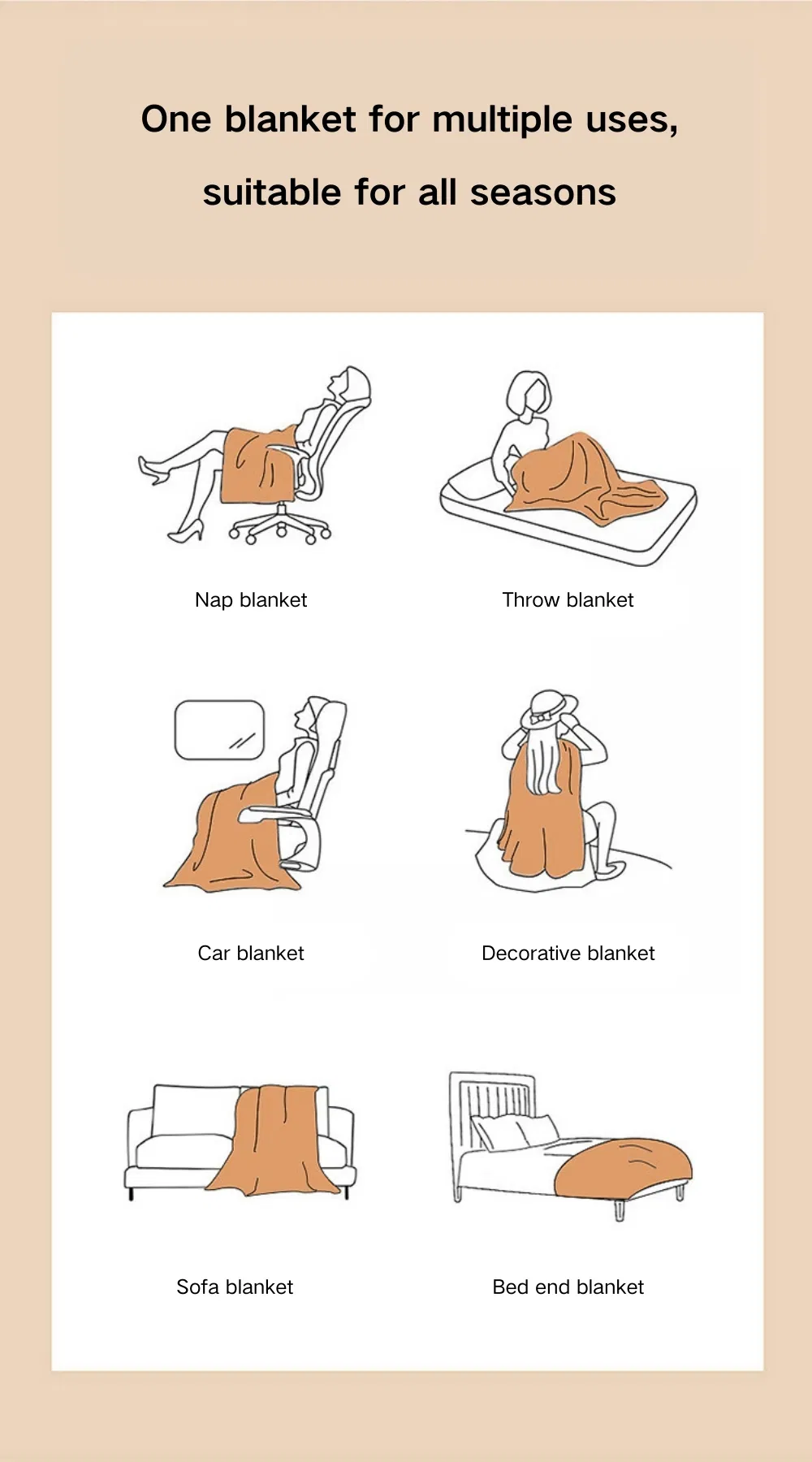 Luxury Faux Rabbit Fur Flannel Fleece Throw Blanket Warm Polyester for Home Use