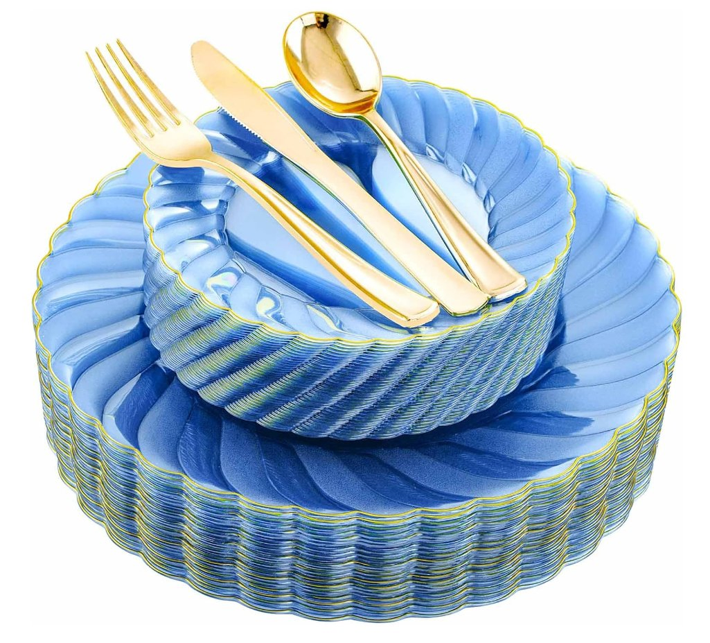 Custom Logo Printing Serving Plastic Party Dinnerware Round Dinner Tableware Wedding Plates Disposable