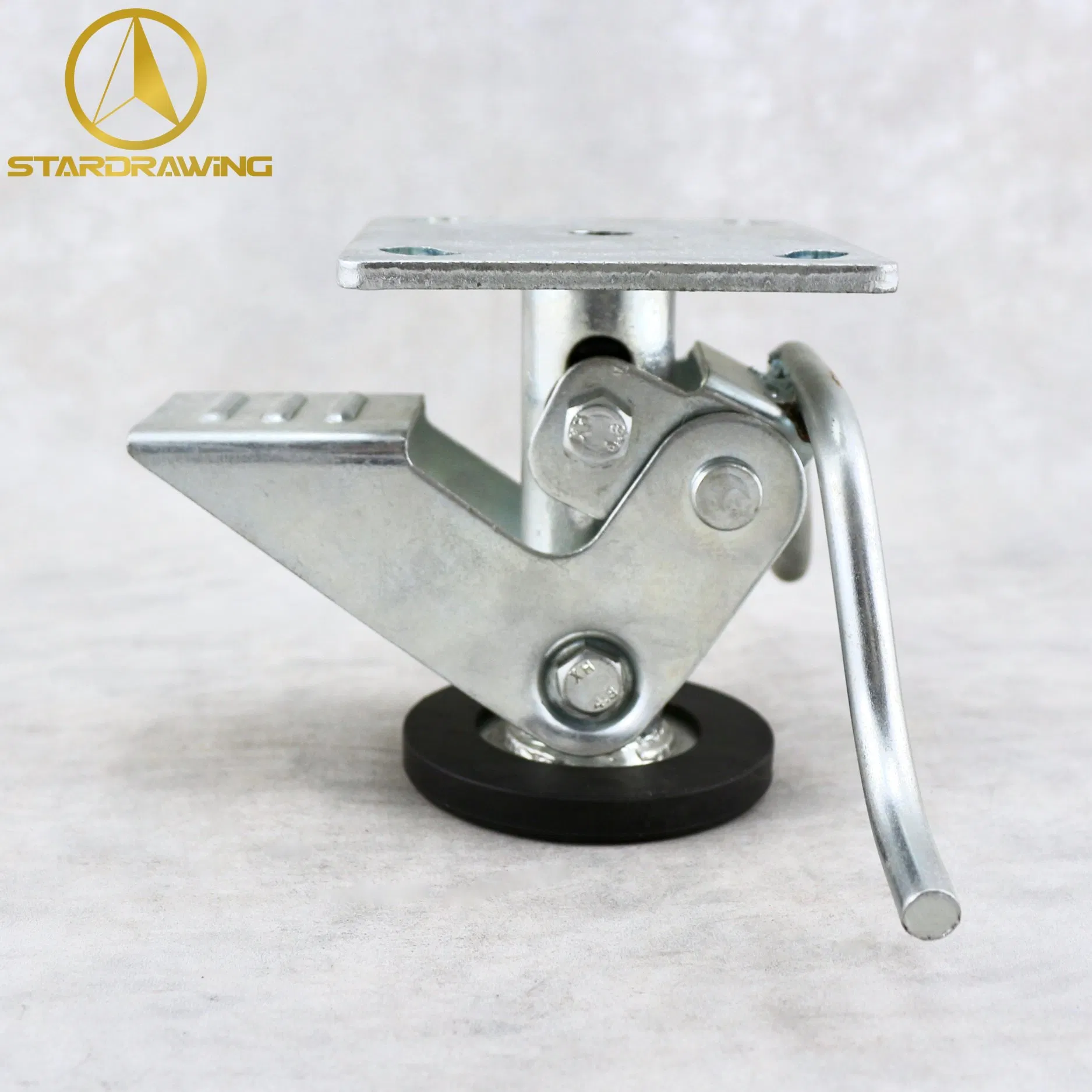 Stardrawing 4/5/6/8 Inch Caster Floor Truck Lock with Rubber Foot Kick Bar