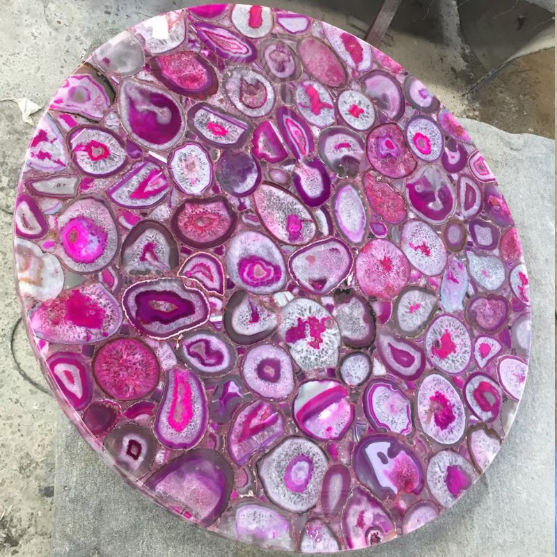 China Manufacturer of Semi Precious Stone Purple Agate Stone Tiles for Hotel Wall and Floor