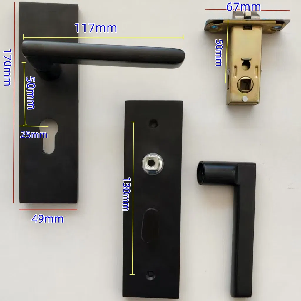 Mechanical Single Tongue 5050 with Key Interior Three-Bar Set Wooden Aluminum Alloy Bathroom Door Lock