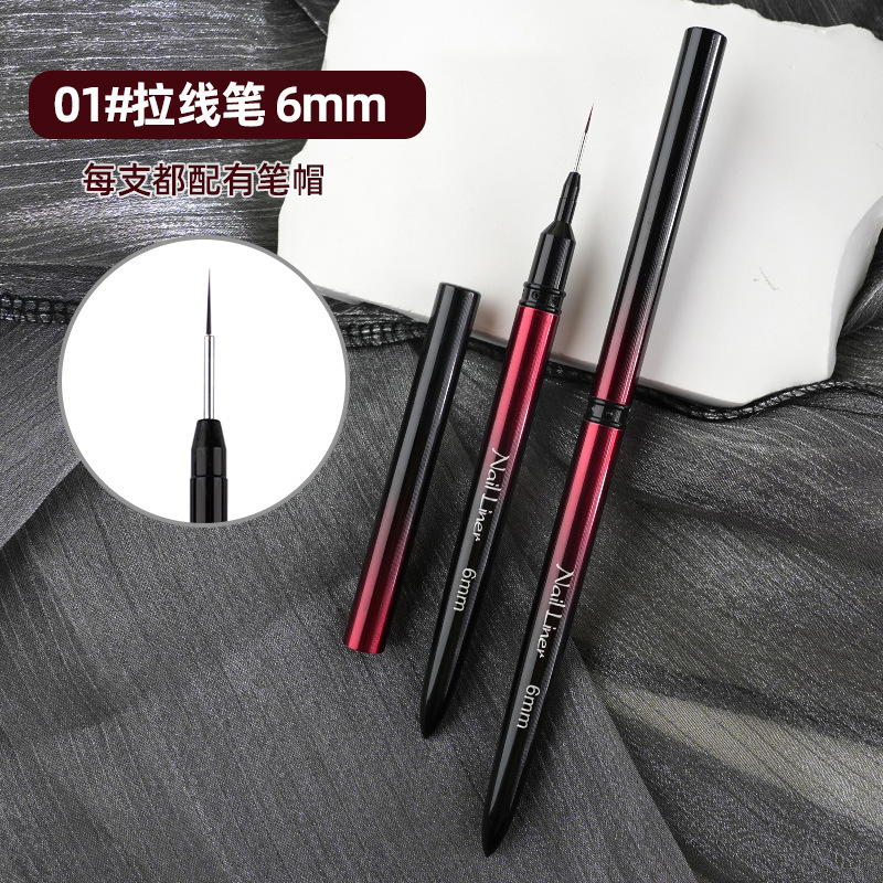 6/9/12/15/18/25mm Gel Liner Brush Painting Nail Brush for Soft Hair Metal Handle