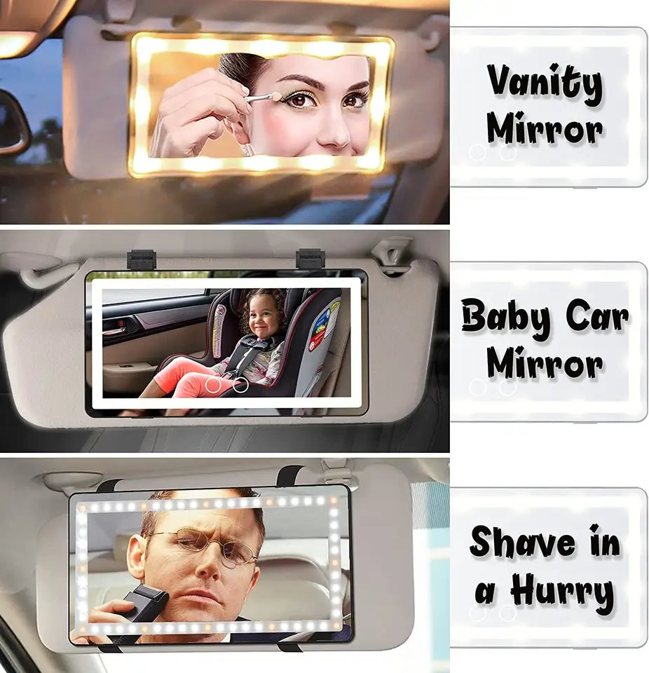 Universal Car Interior Portable LED Makeup HD Cosmetic Mirror with LED Lights