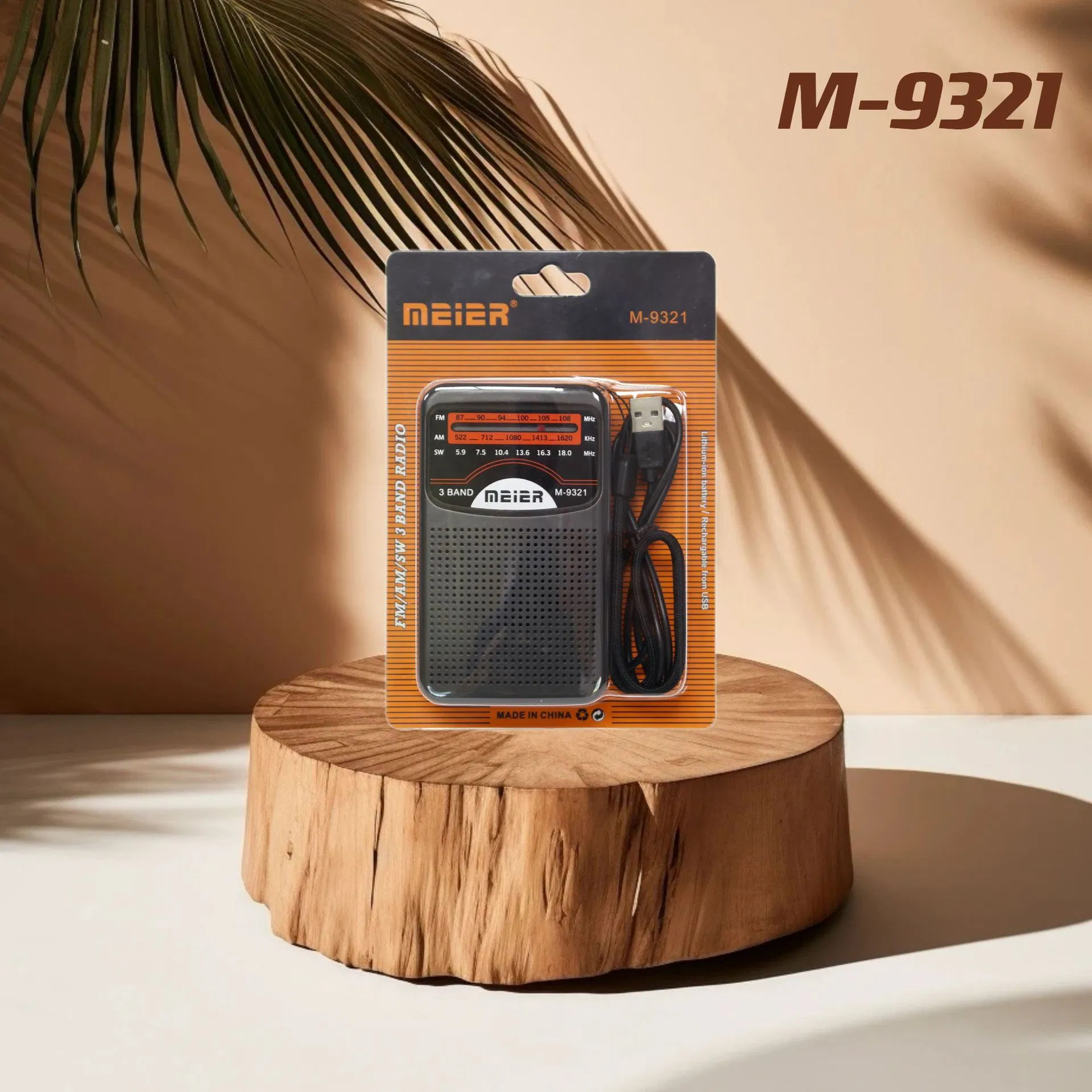 Portable Audio Appliance 3-Band Am FM Sw War or Disaster Radio Li-ion Battery Meier M-9321bt