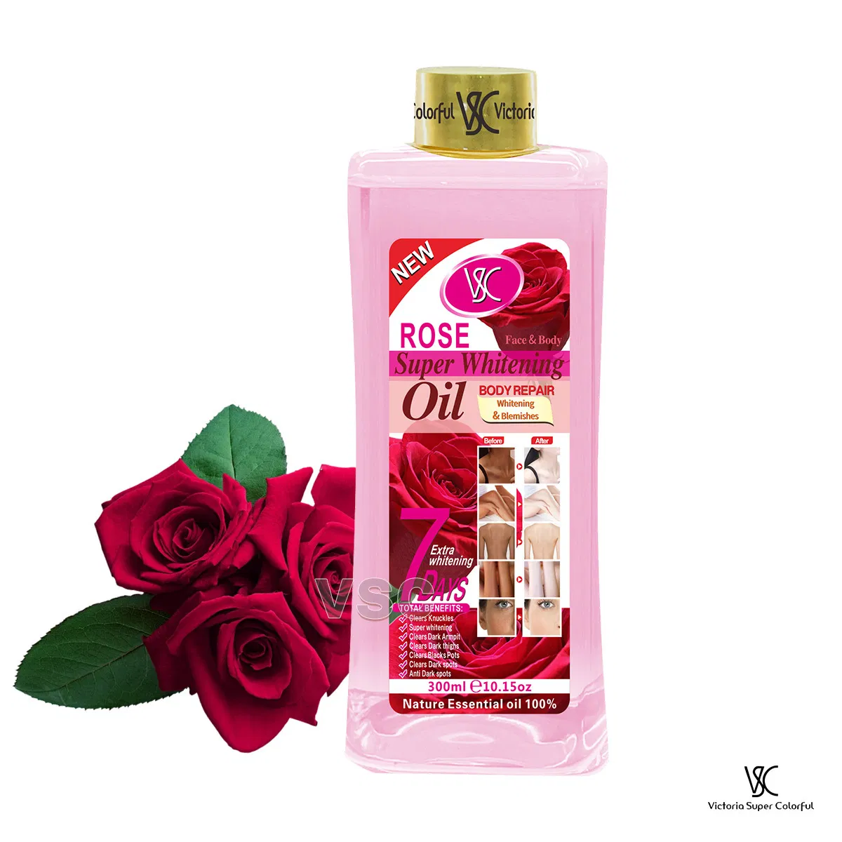 7-Day Rose Super Whitening Essential Oil Anti-Dark Spot Face and Body Skin Care Massage Oil