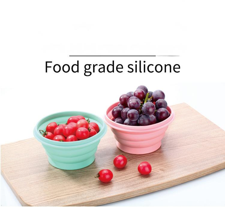 Silicone Folding Bowl, Travel Outdoor Tableware with Lid, Collapsible Instant Noodle Bowl 500ml - 1000ml