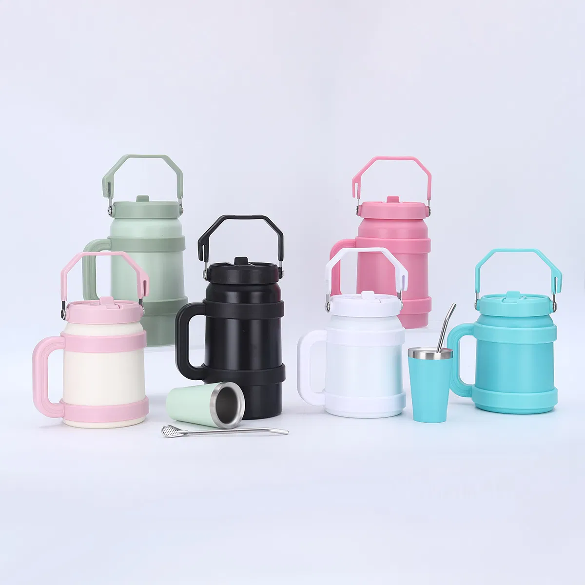 Personalized 1200ml Tumbler Insulated Stainless Steel Travel Coffee Mug Cup Custom 1500ml 1800ml Vacuum Flask with Handle and Spoon