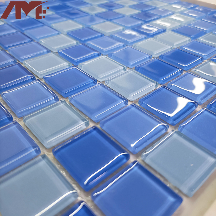 China Factory Indoor Blue Crystal Mosaic Swimming Pool Mosaic Tile Glass