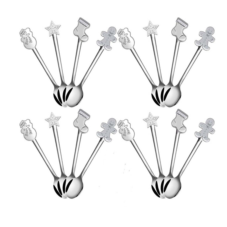 Stainless Steel Christmas Dessert Spoon Shaped Spoon Afternoon Tea Coffee Measuring Spoon
