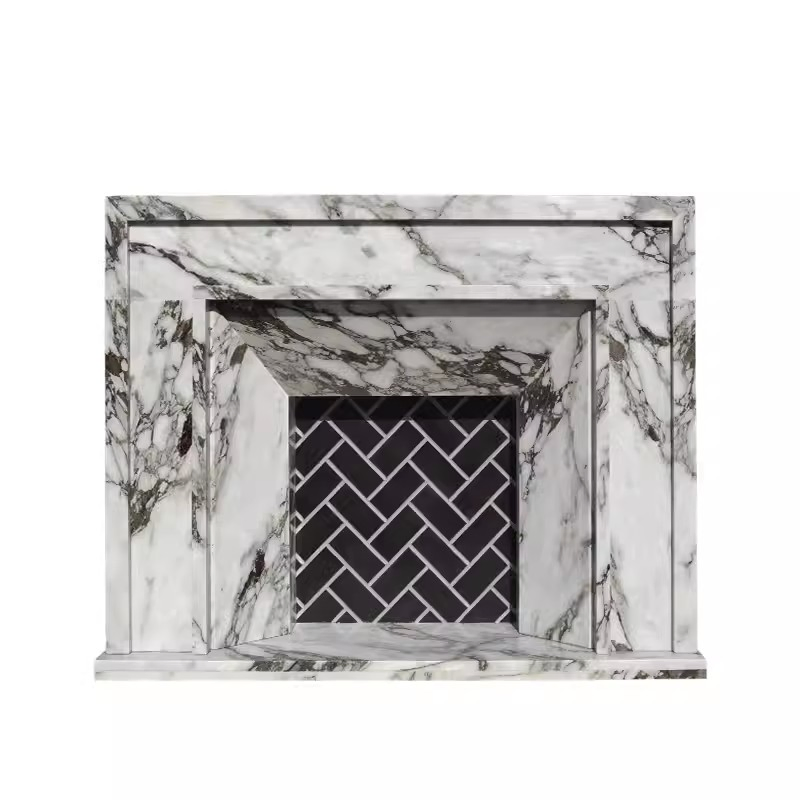 House Decorative Fire Place Hand Carved White Statuary Marble Fireplace Mantel
