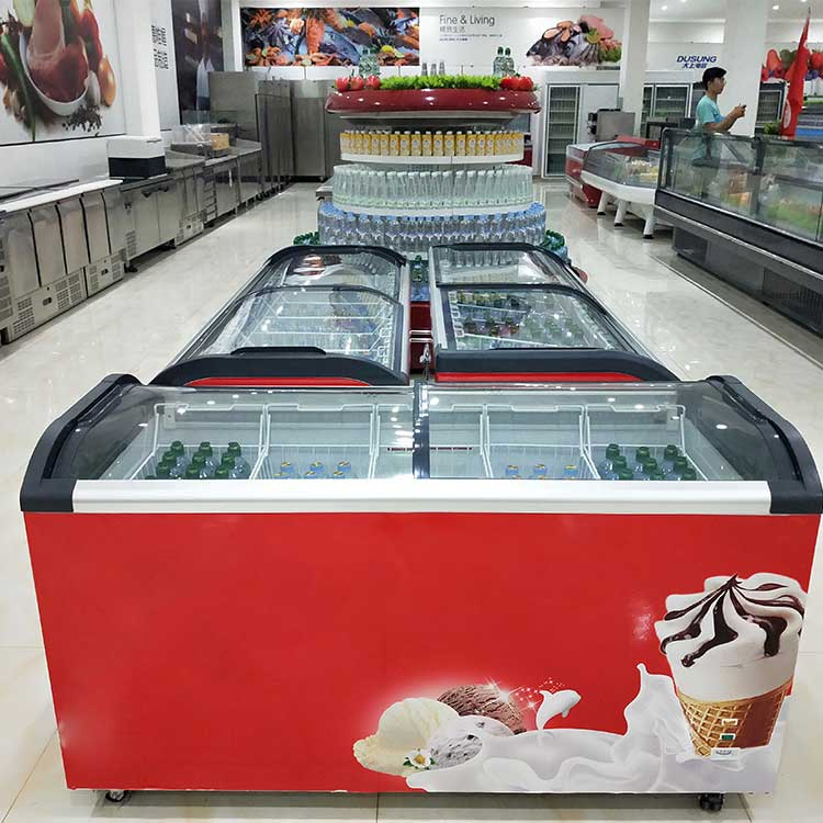 Supermarket Glass Top Open Door Ultra Low Temperature Congelador De Helados Chest Deep Freezer/Ice Cream Display Showcase Fridge/Ice Cream Refrigerator