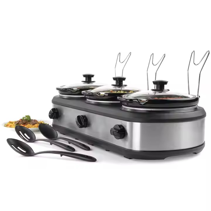 Efficient 3X1.5qt Slow Cooker for Delicious One-Pot Meals