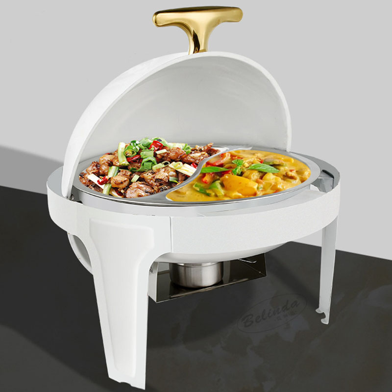 White Roll Top Chafing Dish for Restaurant Hotel Catering 6L