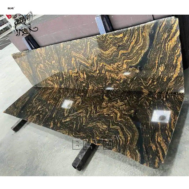 European Style India Black Forest Granite Biga Slabs Natural Stone Home Kitchen Countertop for Wholesale