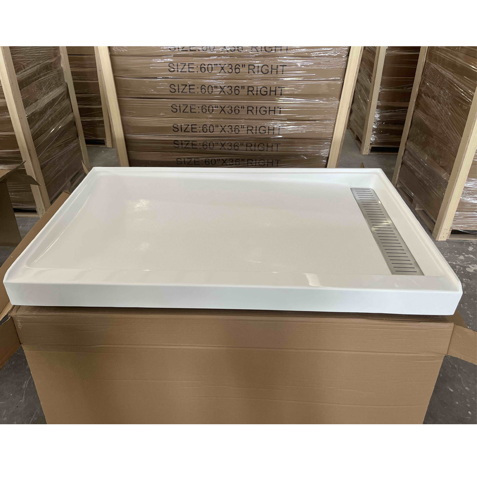 60"X36"X4′ ′ Solid One-Piece Cast Marble Cultured Marble Trench Drain Shower Pan