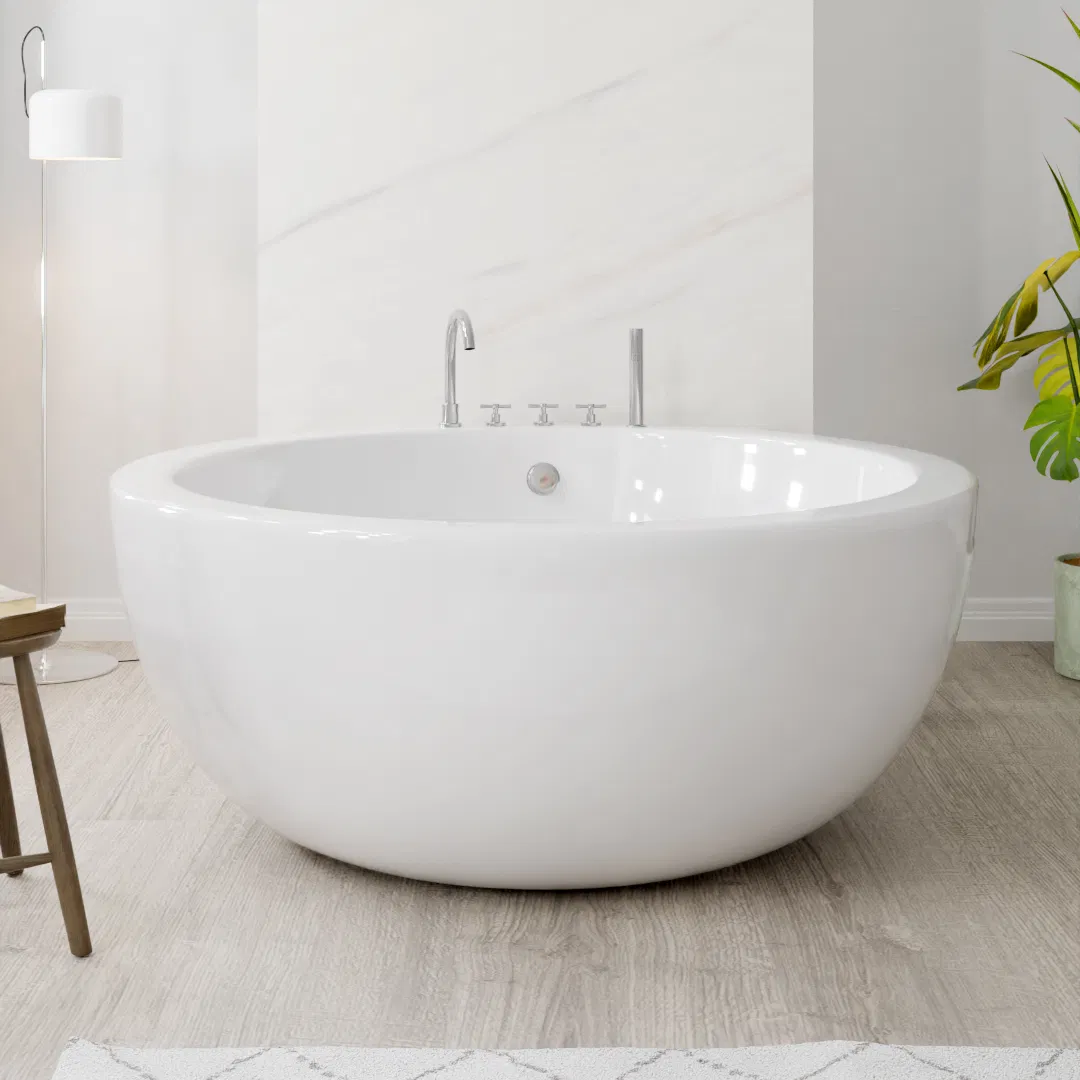 Гладкая акриловая ванна белая круглая