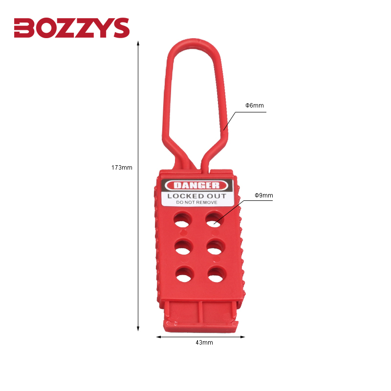 43X173mm Red Insulated 6 Holes Nylon Lockout Hasp to Secure a Single Lockout Device