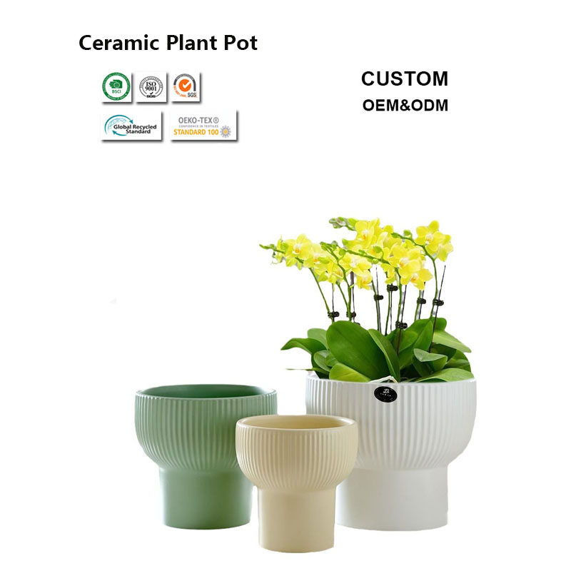 Stackable Design Ceramic Flower Pot for Space-Saving Storage