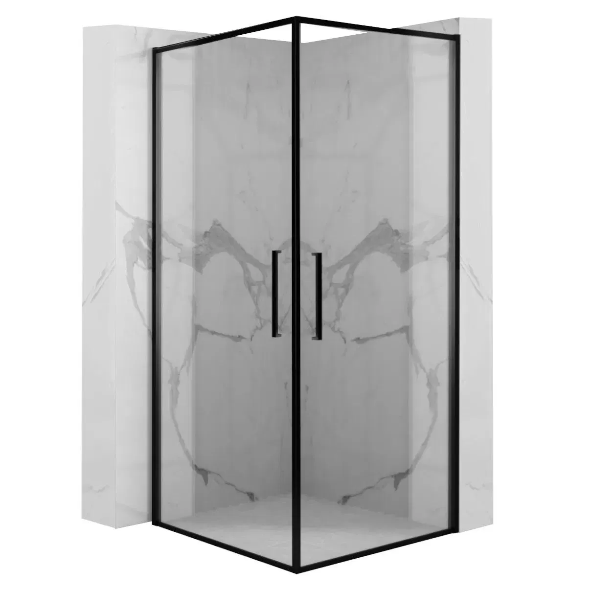 90*90mm Black Aluminium Section Rectangle Shower Enclosure with Frame Glass