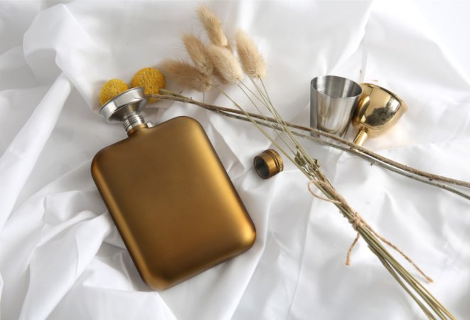 6oz Gold Hip Flask Stainless Steel Liquor Whiskey Alcohol Flask