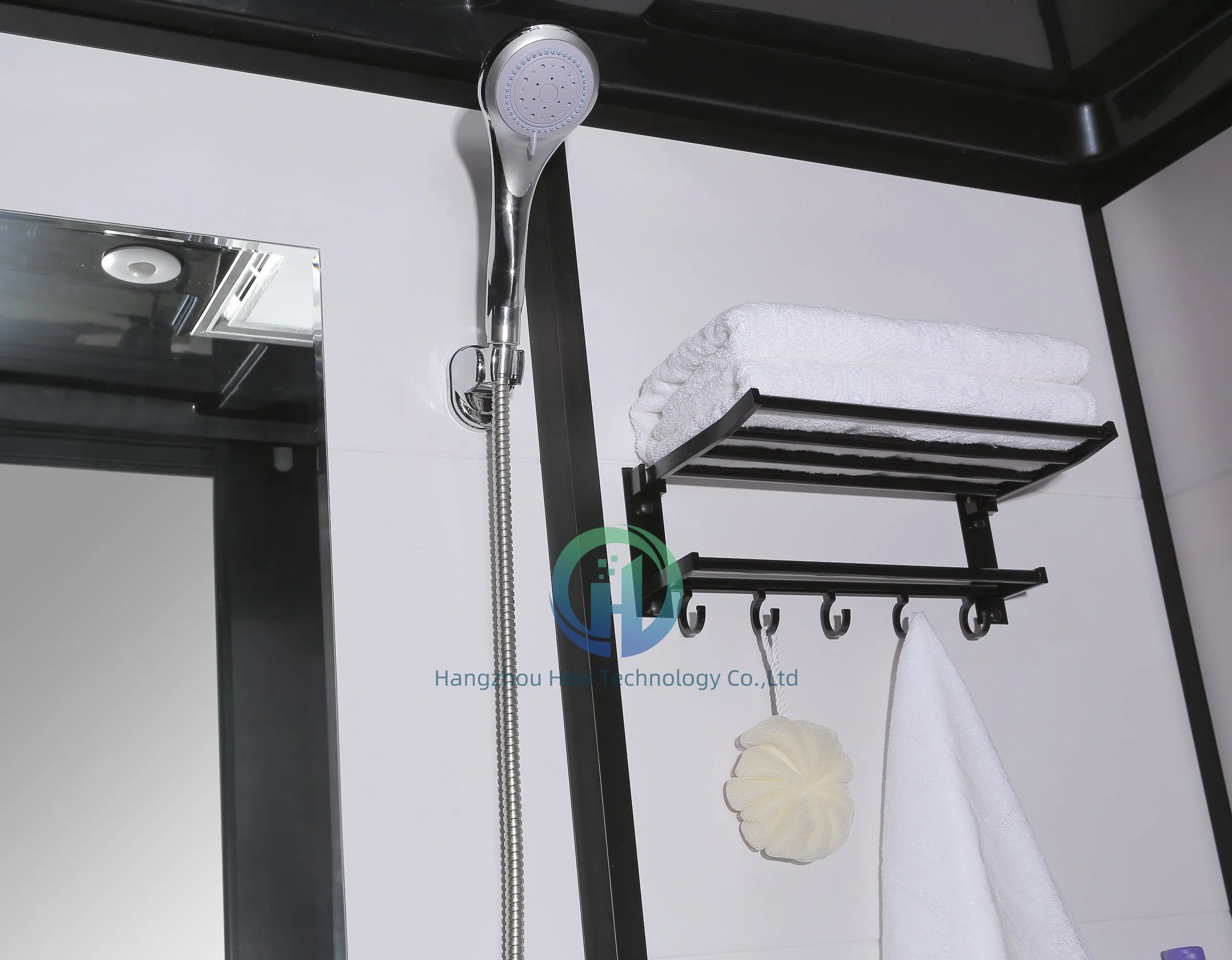 High Quality Stylish Black Frame Prefab Bathroom for Shower