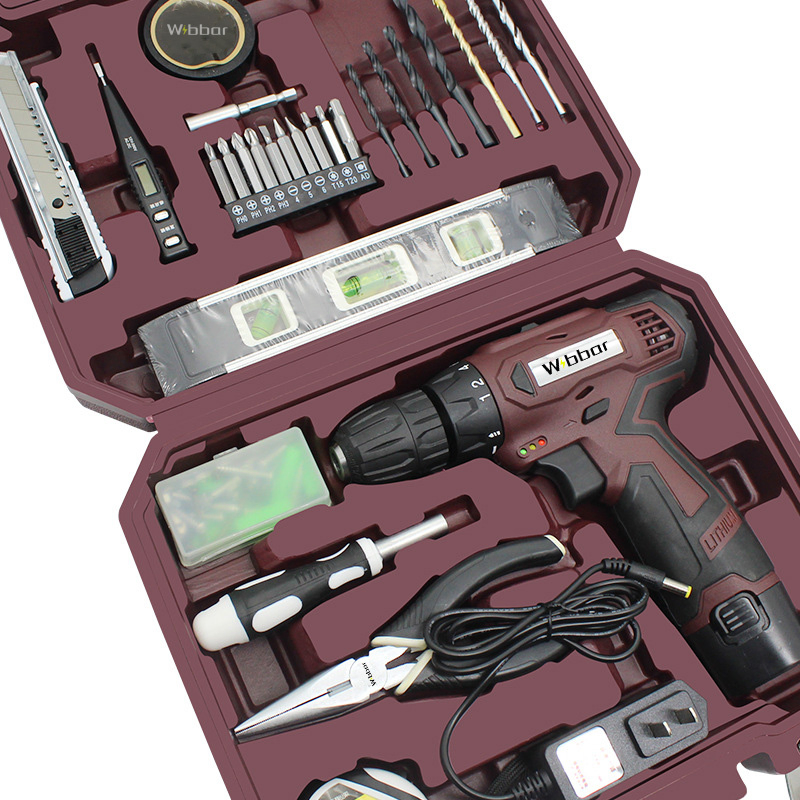 Household Electric Screwdriver Tool Box Set 12V Lithium Electric Drill Repair