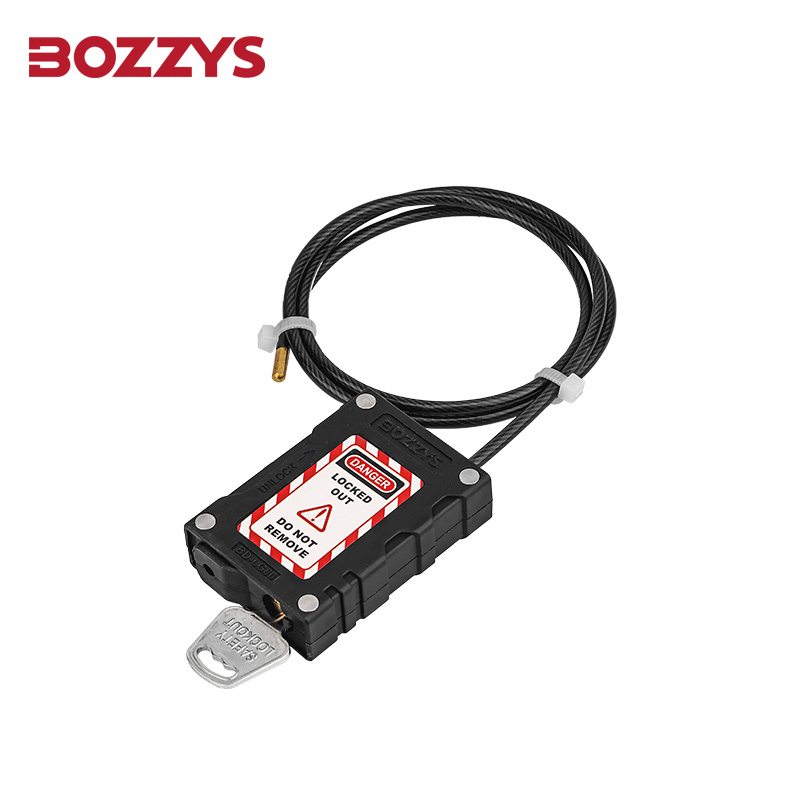 Bozzys Adjustable Lockout Safety Cable Padlock with 0.8m Plastic-Coated Stainless Steel Cable
