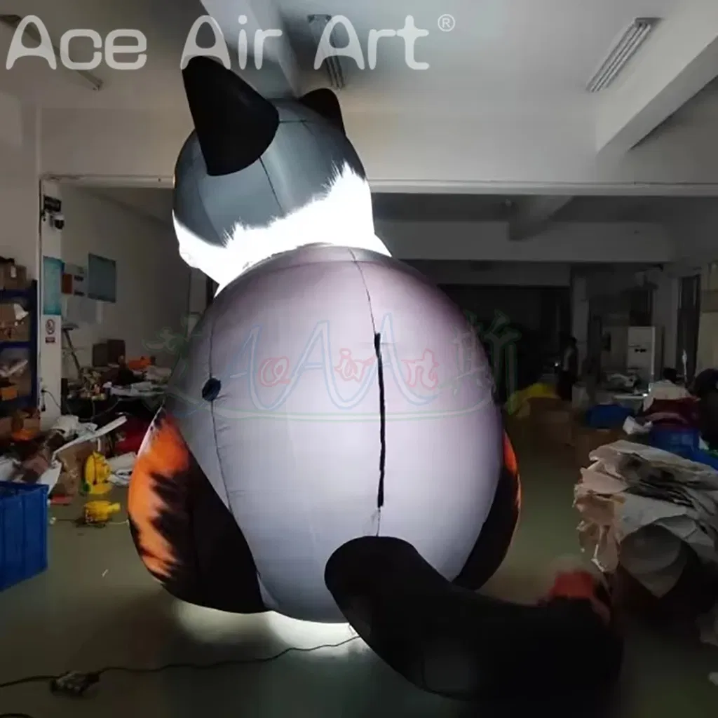 Giant Inflatable Cat Air Blow Lifelike Kitty Animal Mascot with LED Light for Outdoor Event Advertising