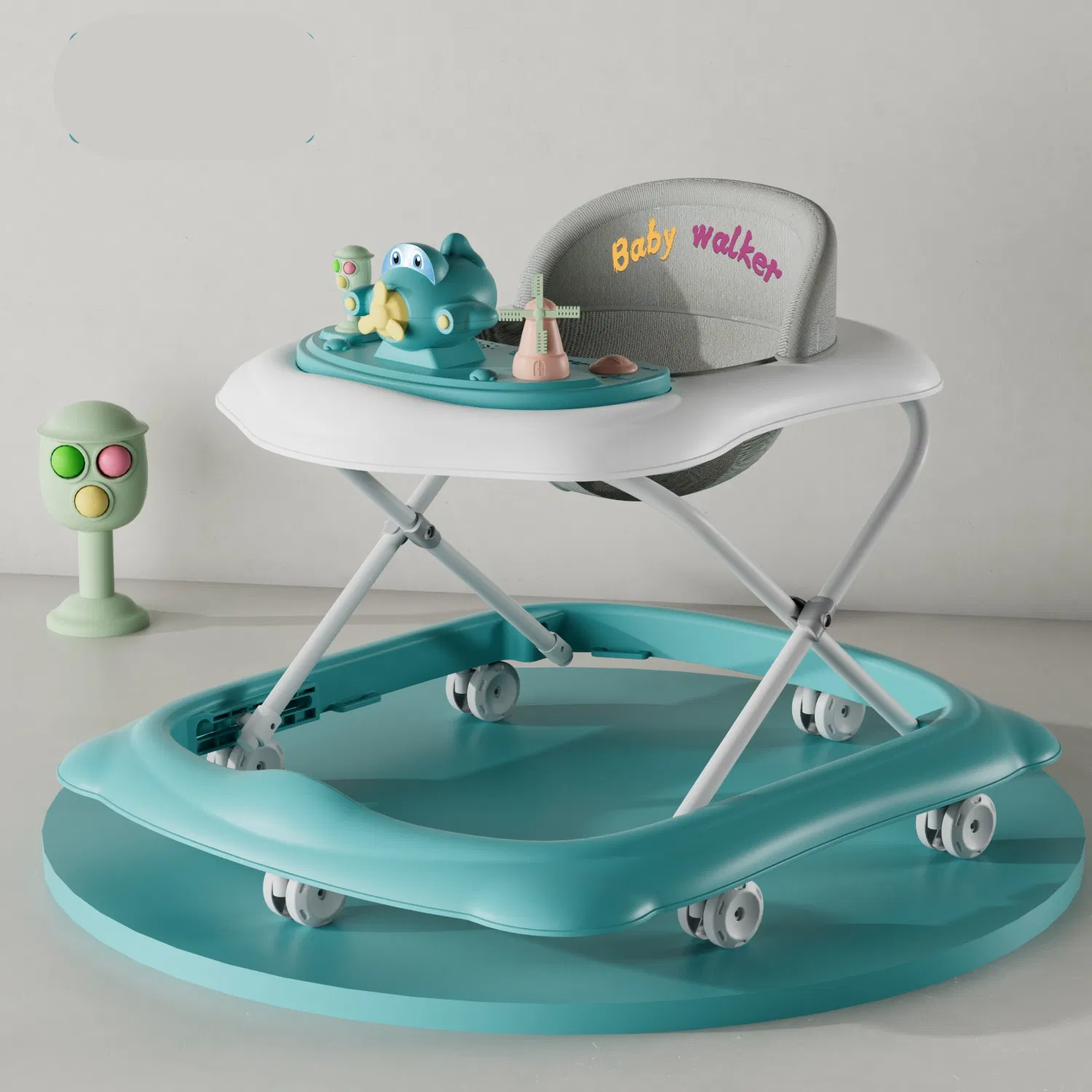 Cartoon Truck Head Baby Walker with Dynamic English Music Baby Walker