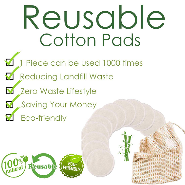 Reusable Organic Cotton Pads Cosmetic Facial, Round Bamboo Cotton Pad Reusable, Reusable Makeup Remover Pads