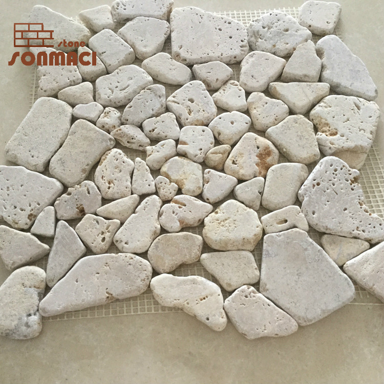 Natural Beige Travertine Stone Mosaic Tile for Garden Decoration