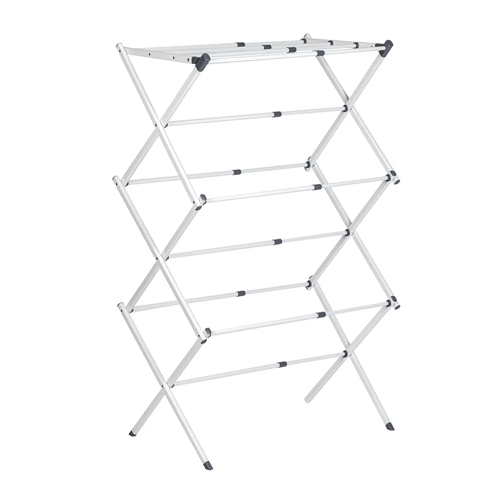 Multi-Layer Foldable Wheeled Clothes Rack Mobile Laundry Rack for Household