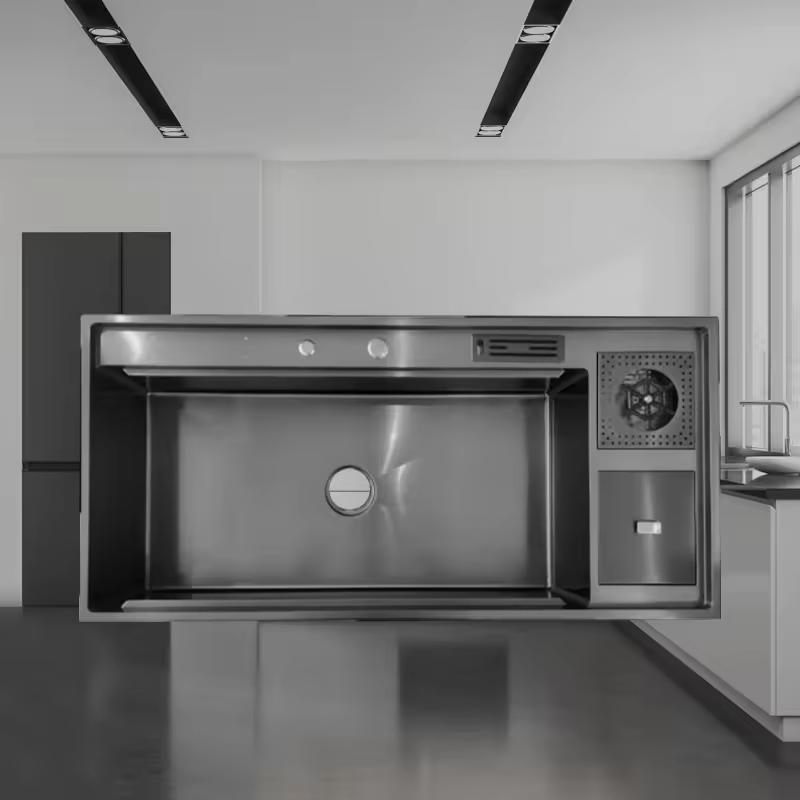 Kitchen Accessories European Kitchen Sink 201/304 Modern Kitchen Sink with Cup Washer Smart Sink with Pull out Faucet