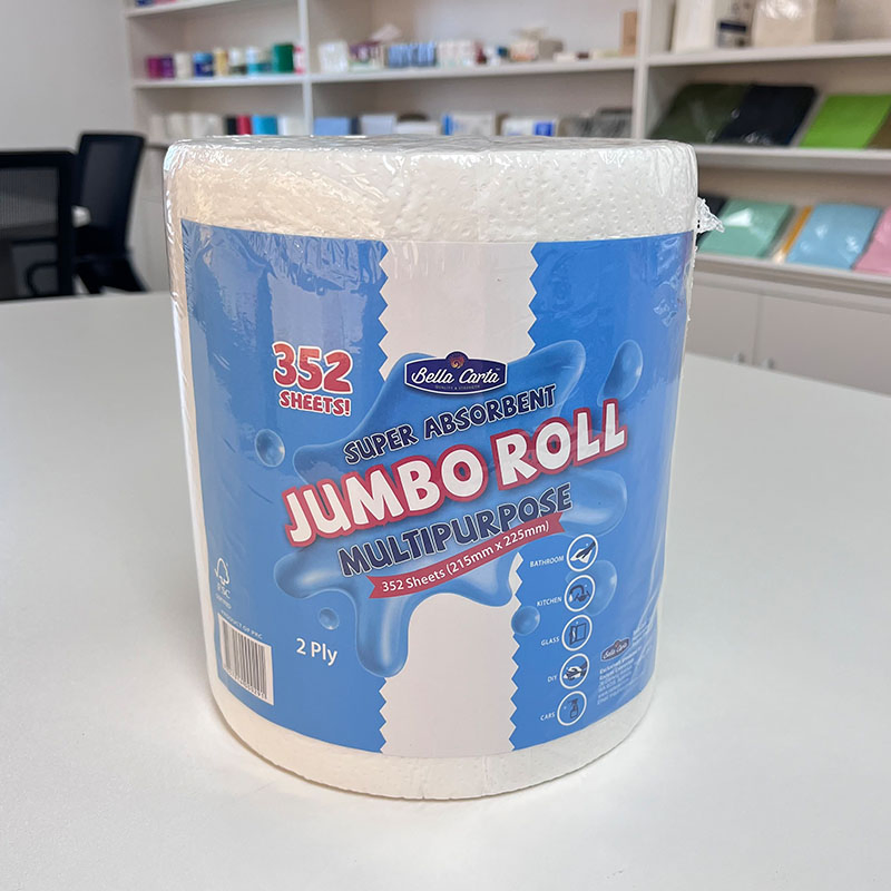 100% Sustainable Virgin Wood Pulp Paper Towel 300sheets Jumbo Roll Kitchen Towel 2ply Paper Towel